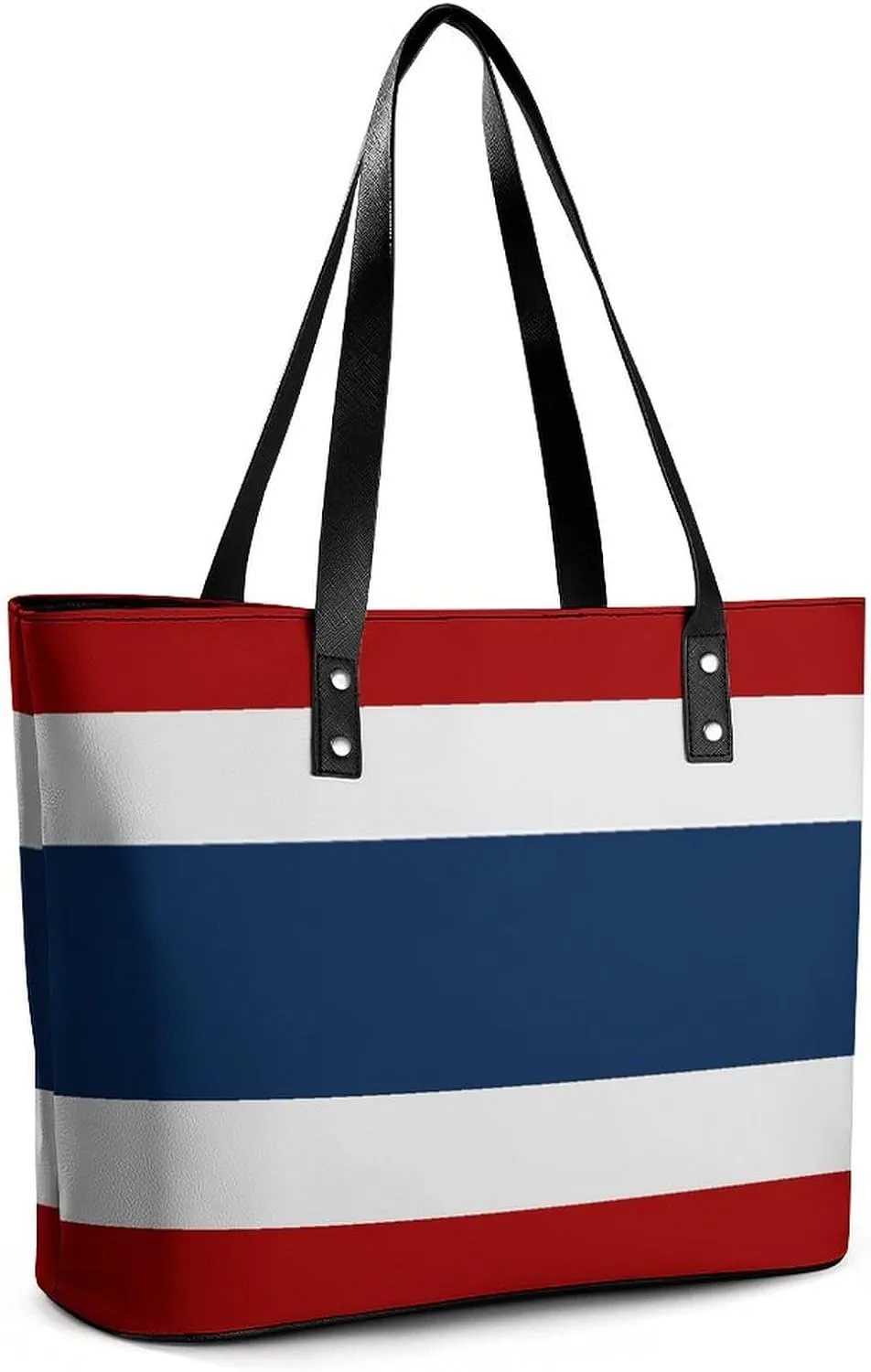 Georgia Flag Large Tote Bag for Women Stylish Leather Handbag with Zipper Closure