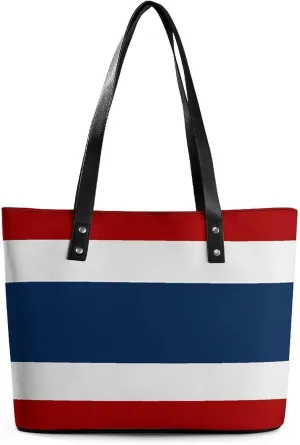 Georgia Flag Large Tote Bag for Women Stylish Leather Handbag with Zipper Closure
