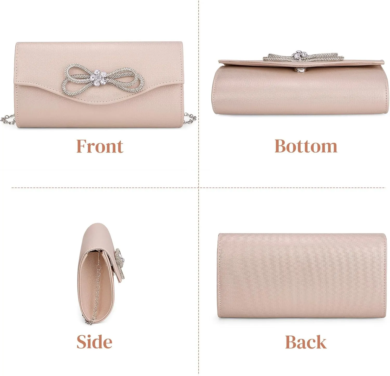 Gets Women Evening Bag Rhinestone Bow Clutch Purse for Women Party Wedding Prom Cocktail Formal Flap Handbags
