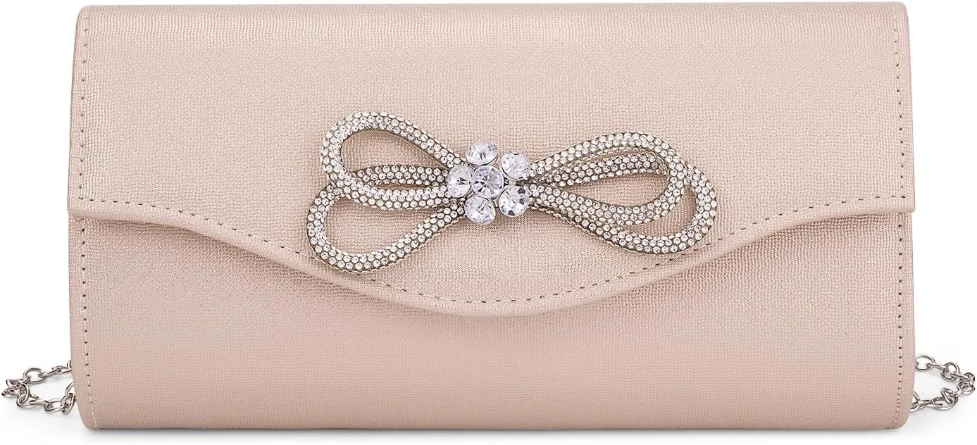 Gets Women Evening Bag Rhinestone Bow Clutch Purse for Women Party Wedding Prom Cocktail Formal Flap Handbags