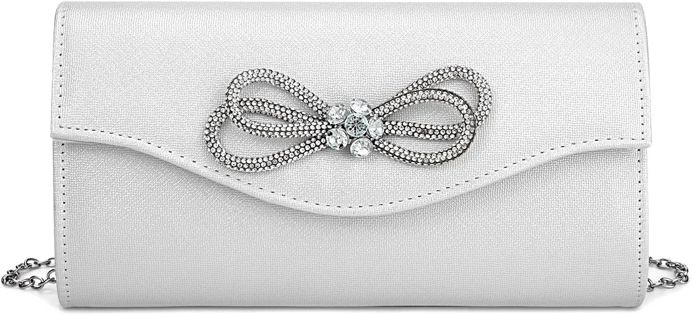 Gets Women Evening Bag Rhinestone Bow Clutch Purse for Women Party Wedding Prom Cocktail Formal Flap Handbags