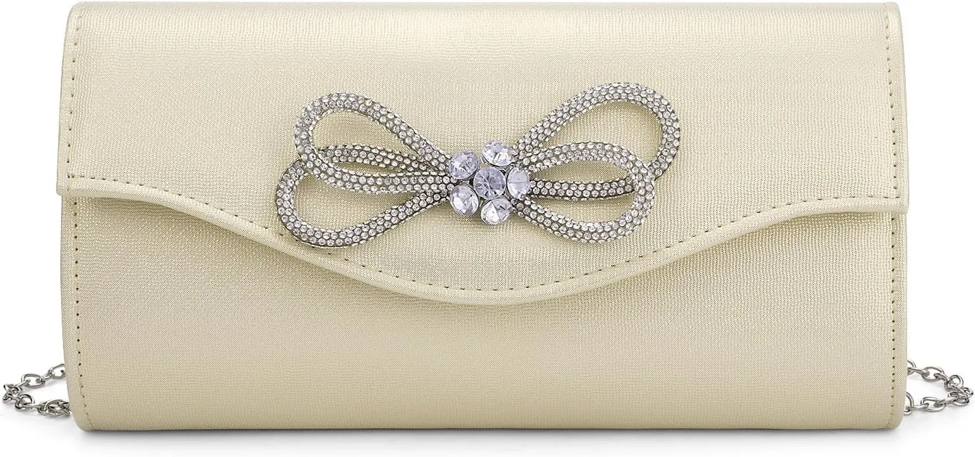 Gets Women Evening Bag Rhinestone Bow Clutch Purse for Women Party Wedding Prom Cocktail Formal Flap Handbags