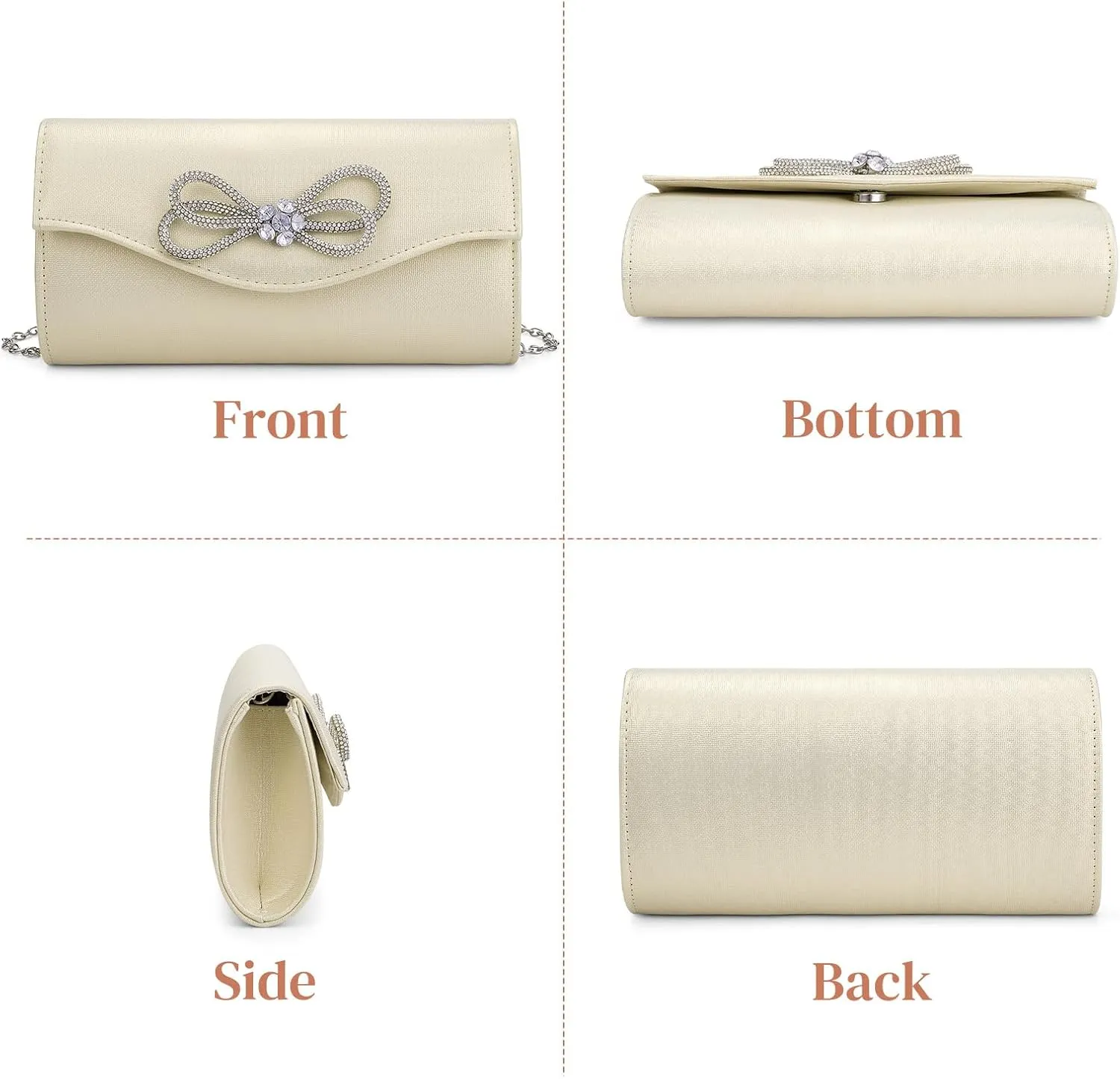 Gets Women Evening Bag Rhinestone Bow Clutch Purse for Women Party Wedding Prom Cocktail Formal Flap Handbags