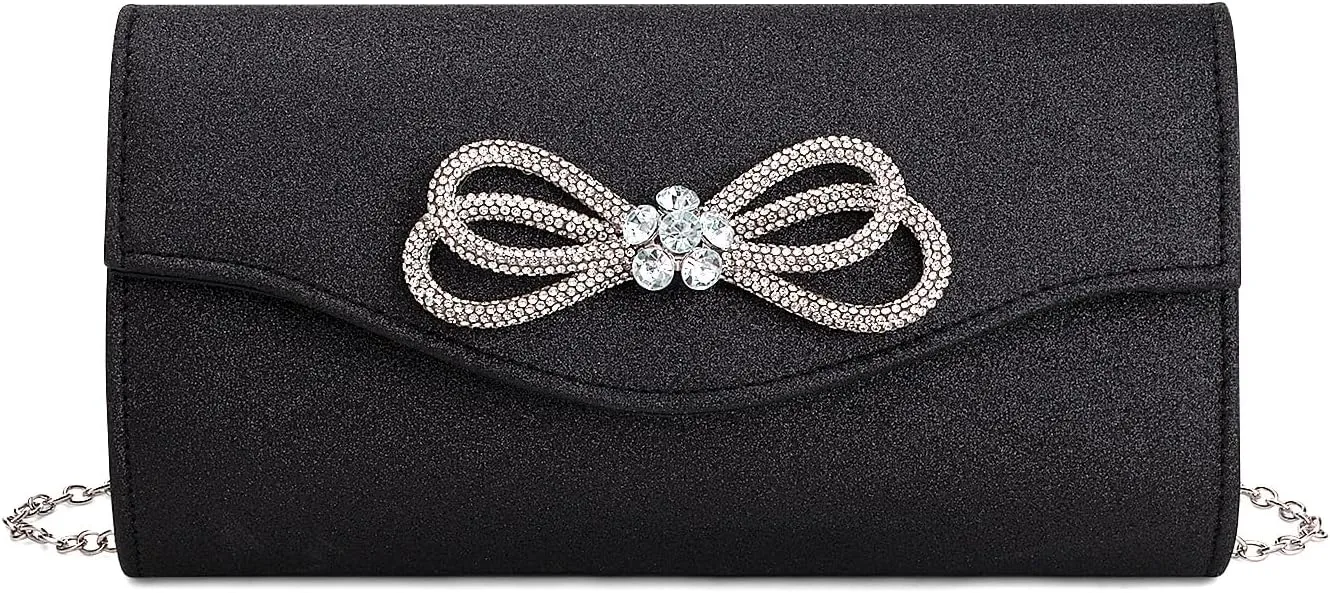 Gets Women Evening Bag Rhinestone Bow Clutch Purse for Women Party Wedding Prom Cocktail Formal Flap Handbags