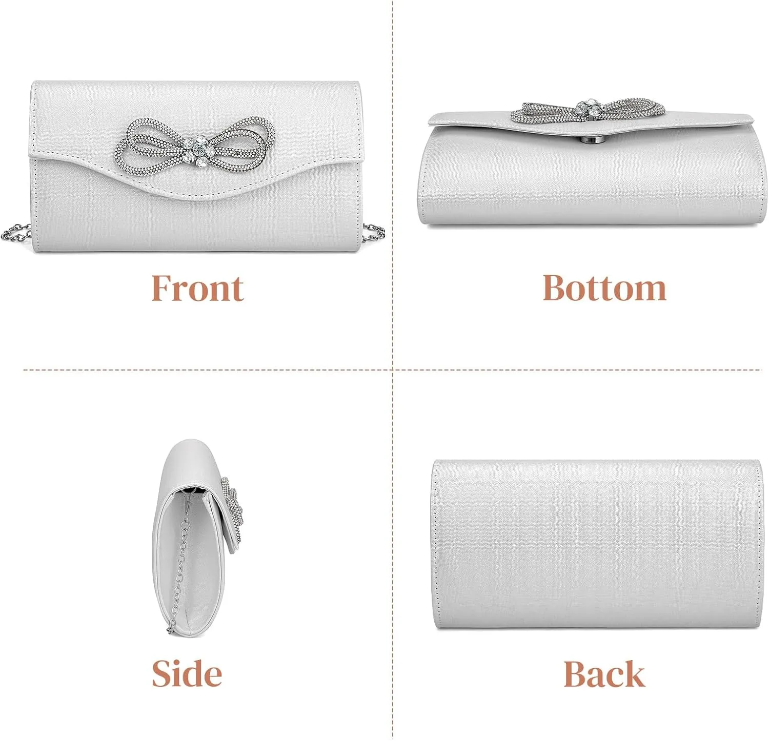 Gets Women Evening Bag Rhinestone Bow Clutch Purse for Women Party Wedding Prom Cocktail Formal Flap Handbags