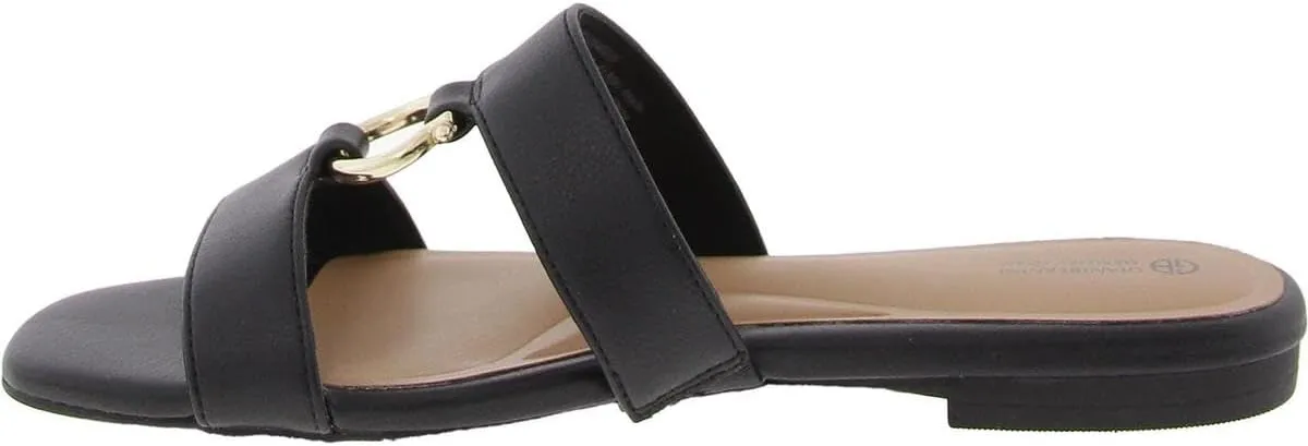 Giani Bernini Womens Caitlynn Embellished Faux Leather Slide Sandals