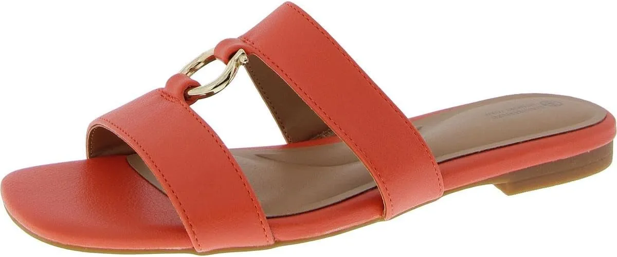 Giani Bernini Womens Caitlynn Faux Leather Embellished Slide Sandals