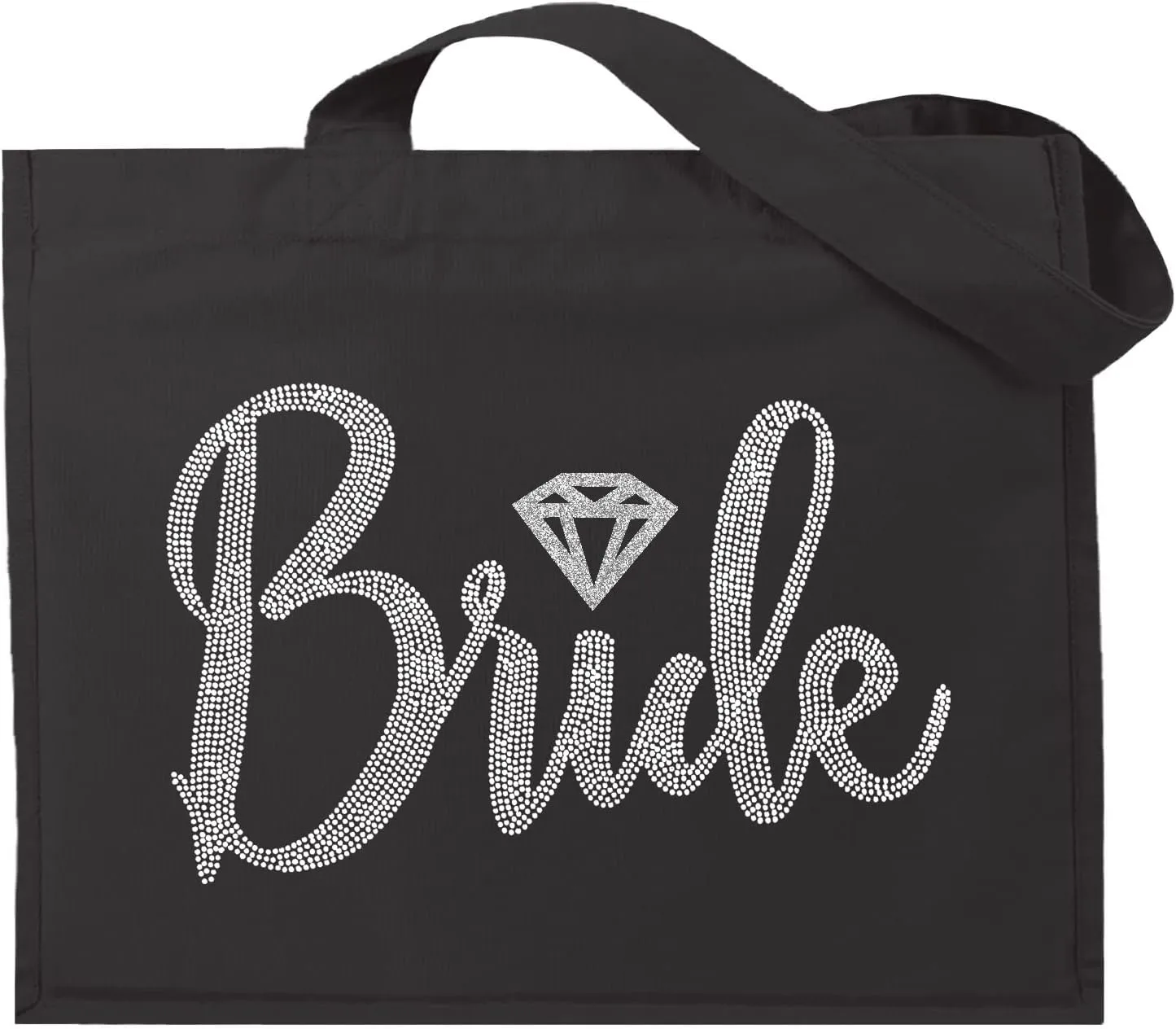Giant Canvas Bride Tote Bag - 18" x 14" Diamond Motif Rhinestone Totes - Bridal Shower Gifts and Wedding Accessories