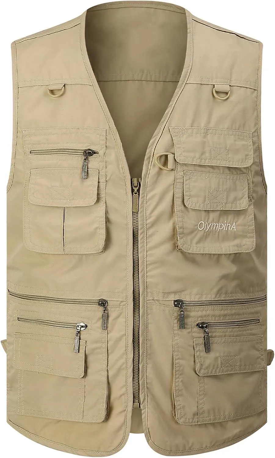 Gihuo Men's Fishing Vest Utility Safari Travel Vest with Pockets Outdoor Work Photo Cargo Fly Summer Vest