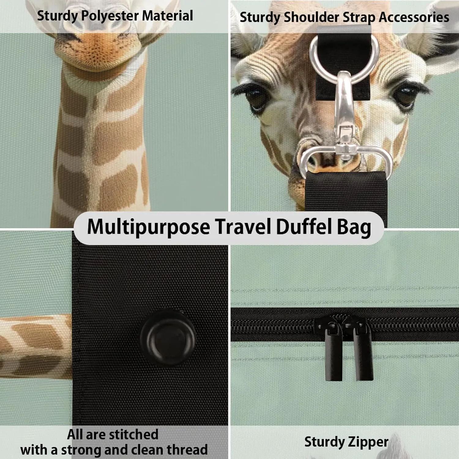Giraffe Duffle Bag for Travel, Overnight Weekend Gym Carry On Luggage Bag, Funny Travel Duffel Bag for Men Women