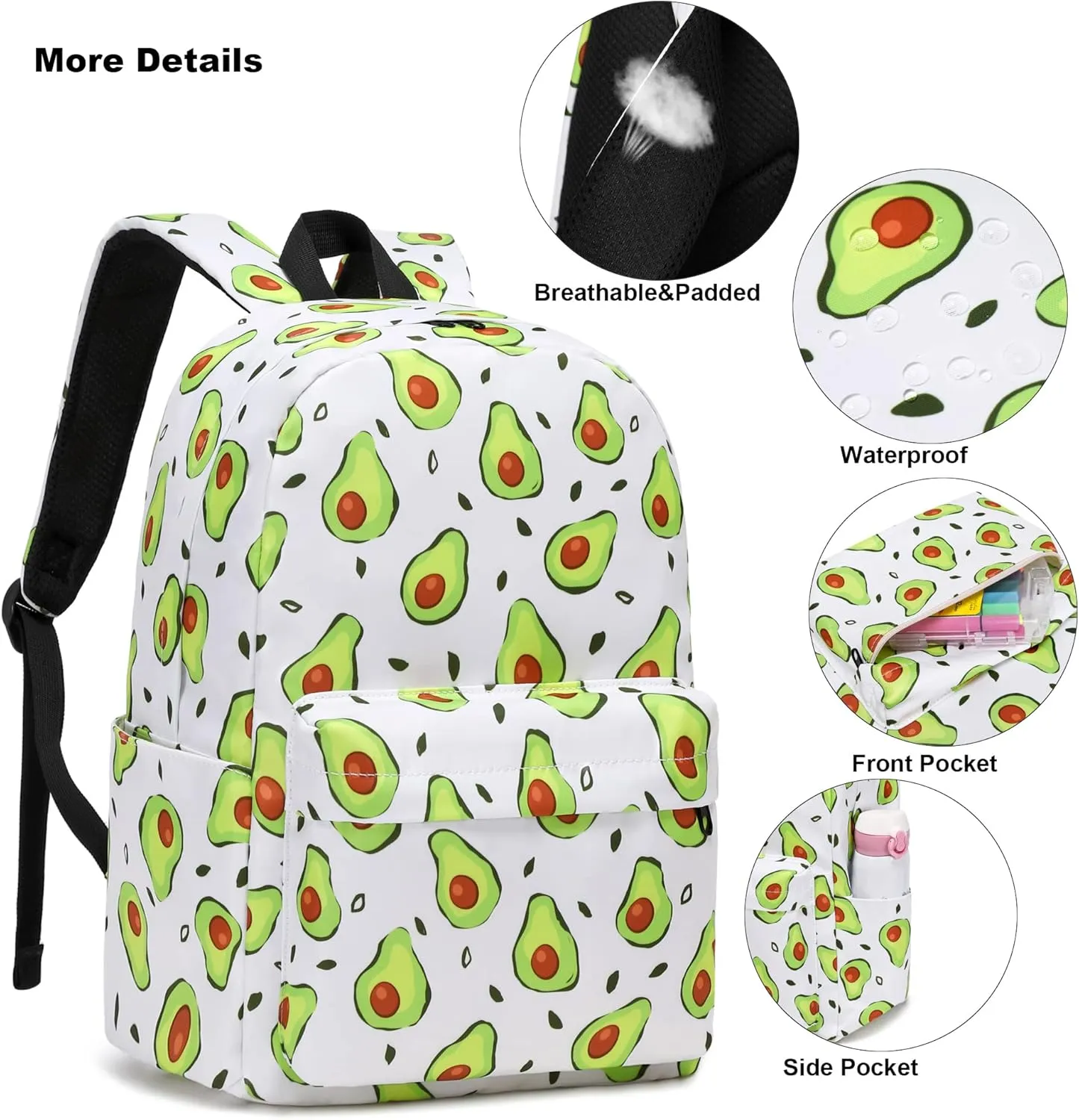 Girls School Backpacks for Kids Teens, 3-in-1 School Bag Bookbags Set with Lunch Bag Pencil Case