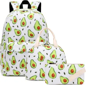 Girls School Backpacks for Kids Teens, 3-in-1 School Bag Bookbags Set with Lunch Bag Pencil Case