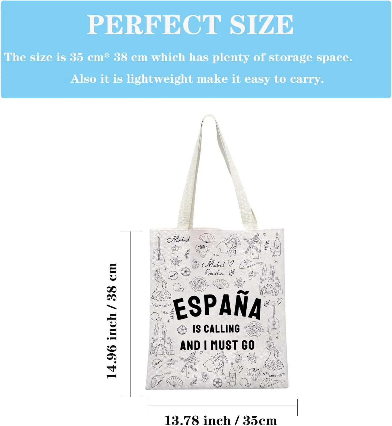GJTIM Espana Travel Tote Bag Spain Travel Gift Espana Is Calling I Must Go Europe Country Trip Gift for Spain Lovers Traveler
