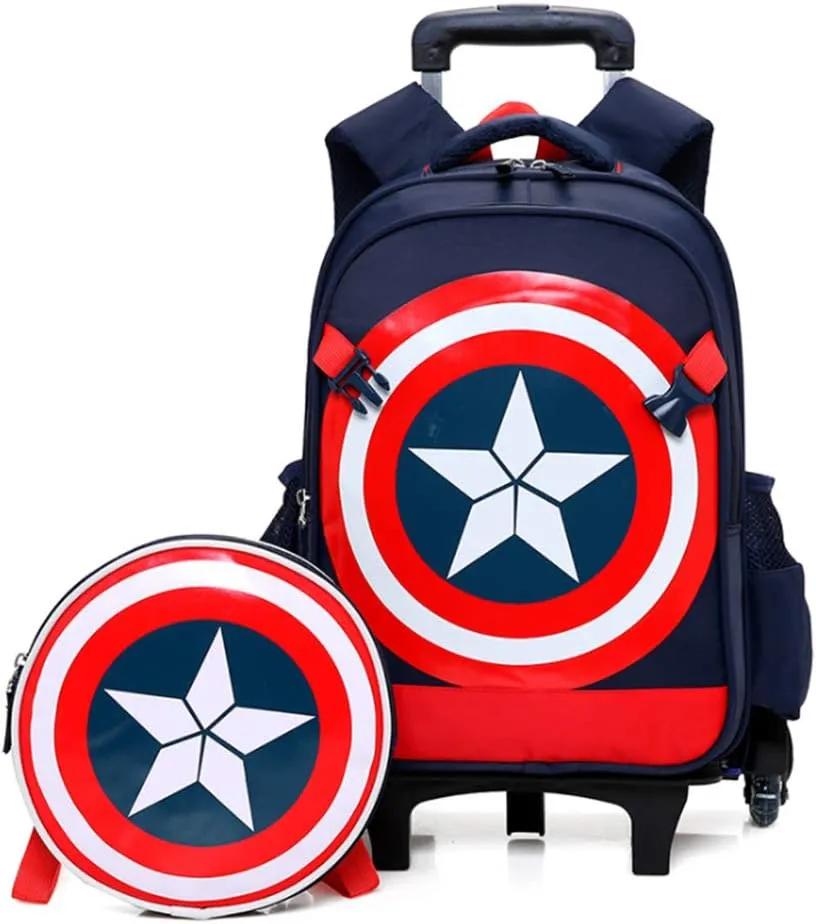 GLOOMALL Cartoon Six Wheels Trolley Case School Bags Boy Oxford Cloth Vacation Backpack