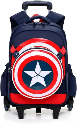 GLOOMALL Cartoon Six Wheels Trolley Case School Bags Boy Oxford Cloth Vacation Backpack