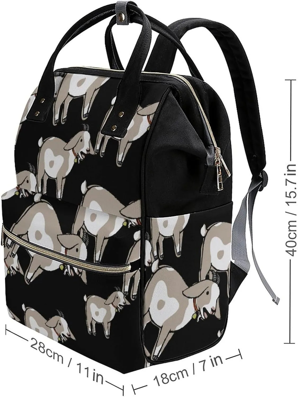 Goat Wide Open Designed Diaper Bag Waterproof Mommy Bag Multi-Function Travel Backpack Tote Bags