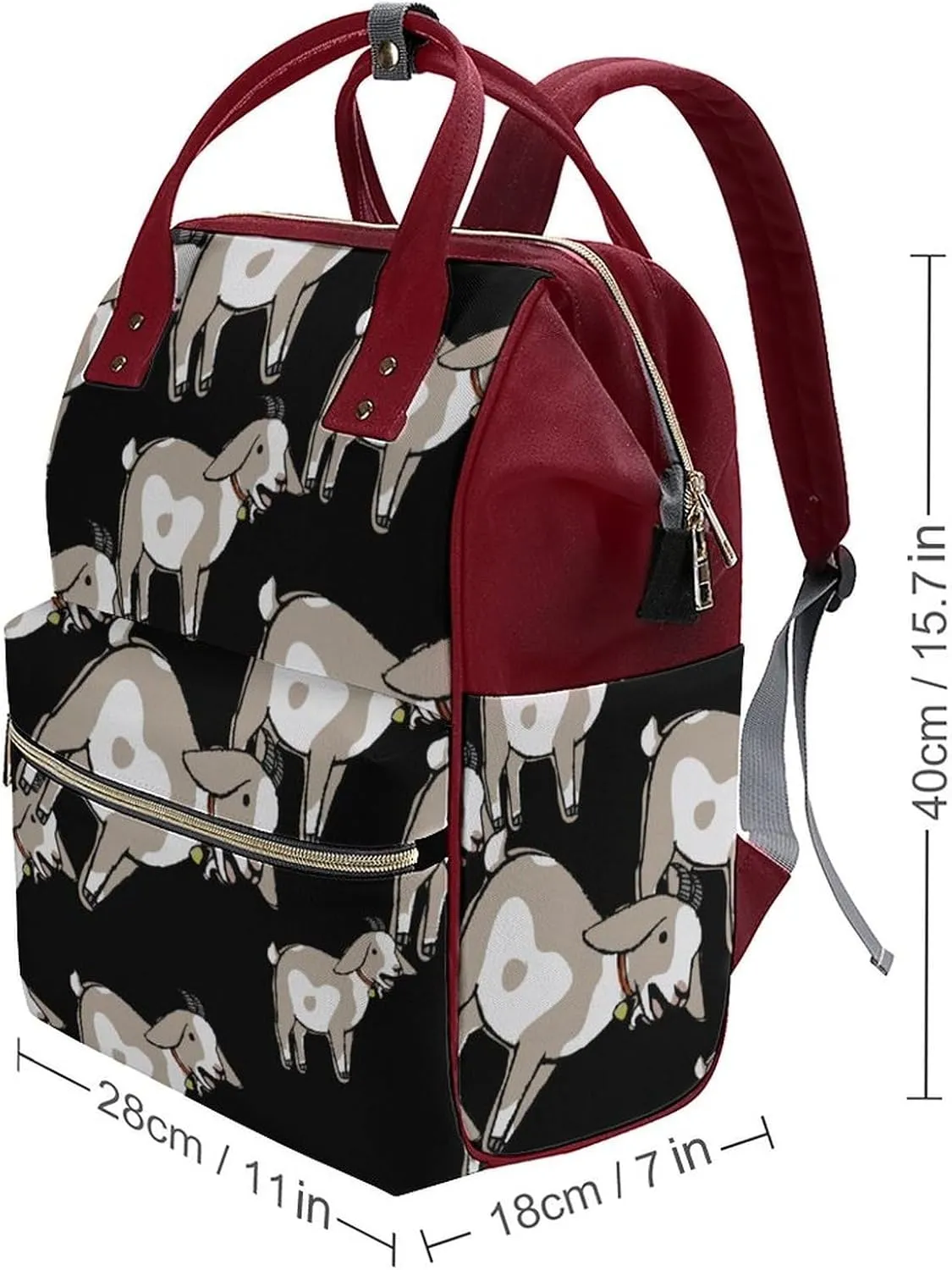 Goat Wide Open Designed Diaper Bag Waterproof Mommy Bag Multi-Function Travel Backpack Tote Bags