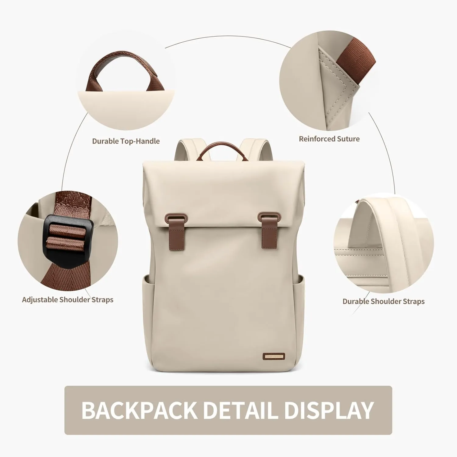 GOLF QUALITYWomen Laptop Backpack Computer Backpacks Carry On Waterproof backpack Fits 15.6Inch Notebook Travel Commute College (Apricot)