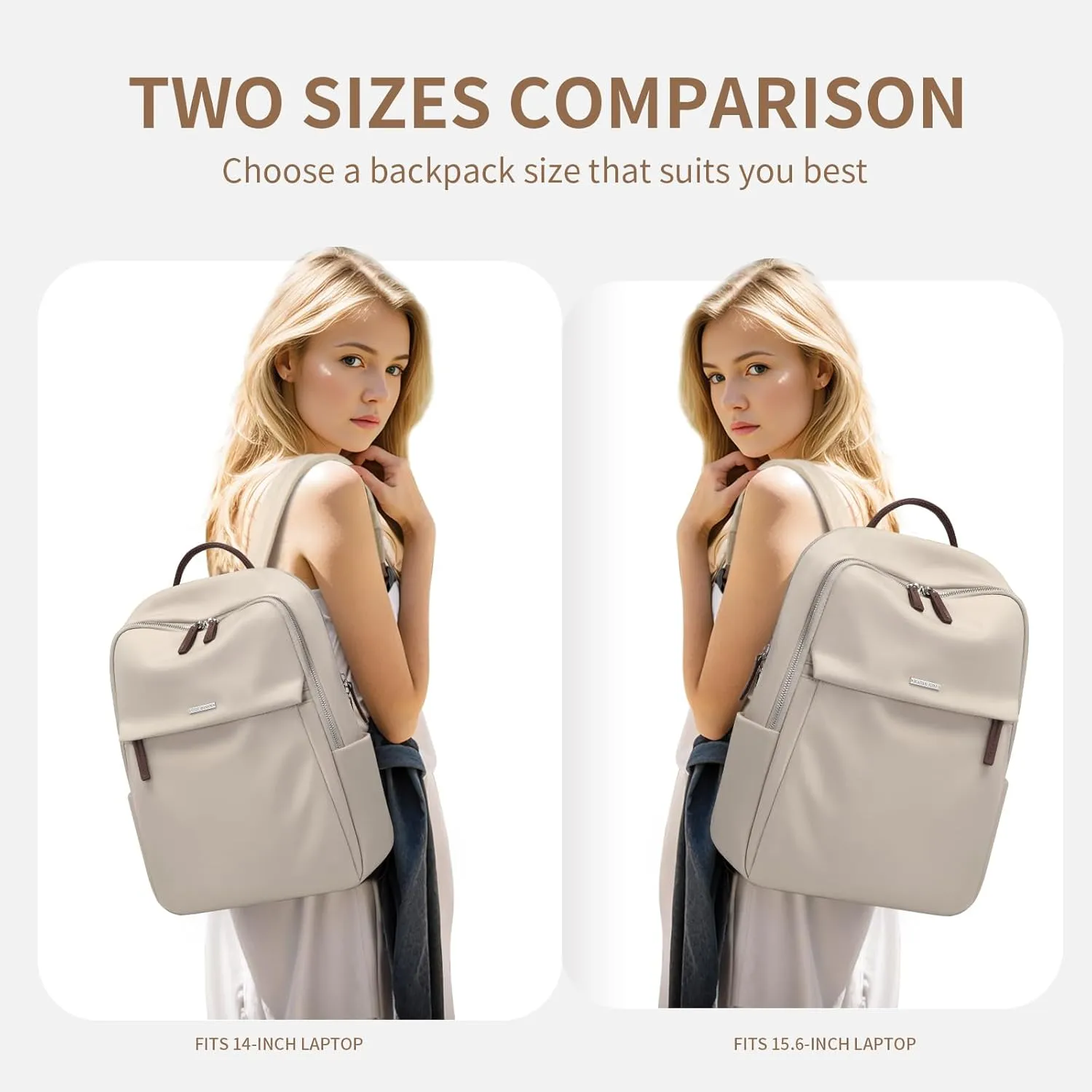 GOLF SUPAGS Womens Laptop Backpack with Separate Laptop Compartment Water Resistant Computer Backpacks Fits 14 Inch Notebook Travel Work College Bags (14-Inch, Apricot)