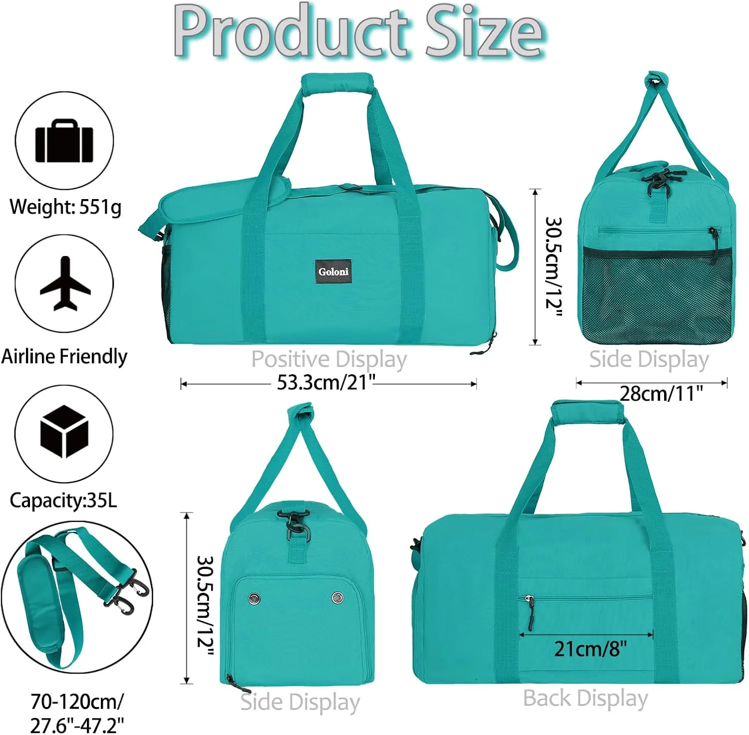 Goloni Cute Duffle Bag for Women, Gym Bag with Shoe Compartment, Lightweight Weekend Travel Duffel Bag,Overnight Bag with Wet Pocket