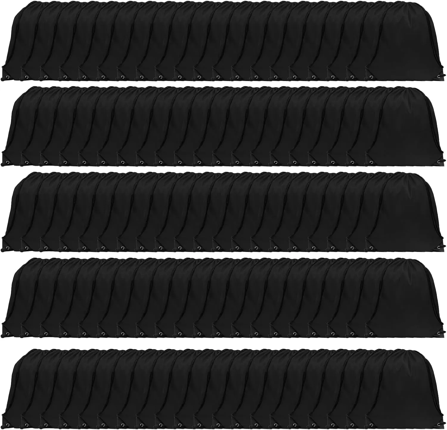 GoodtoU Drawstring Backpacks, Drawstring Bags Nylon Backpack Draw String Back Bag Bulk Cinch Sack Drawstring Gym Bag Drawstring Backpack for Sport, Traveling, Team (Black, 100Pcs)