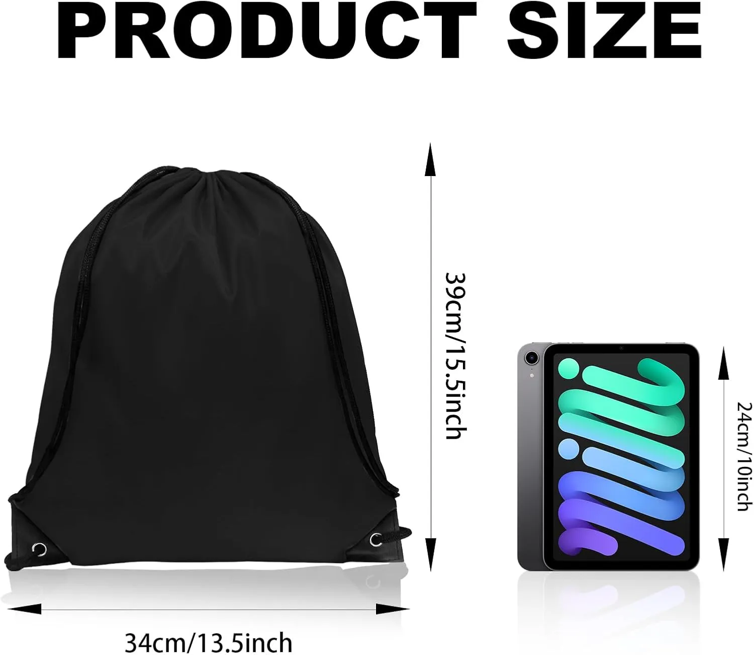 GoodtoU Drawstring Backpacks, Drawstring Bags Nylon Backpack Draw String Back Bag Bulk Cinch Sack Drawstring Gym Bag Drawstring Backpack for Sport, Traveling, Team (Black, 100Pcs)