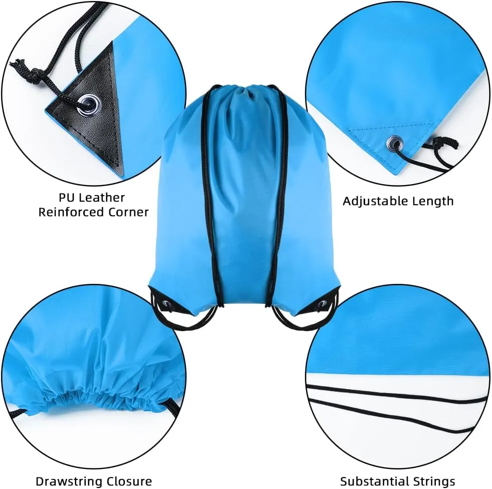 GoodtoU Drawstring Bags - 100 Piece Nylon Backpacks with Drawstring for Gym, Sport (Sky Blue)