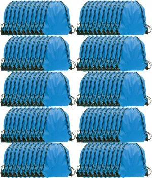 GoodtoU Drawstring Bags - 100 Piece Nylon Backpacks with Drawstring for Gym, Sport (Sky Blue)