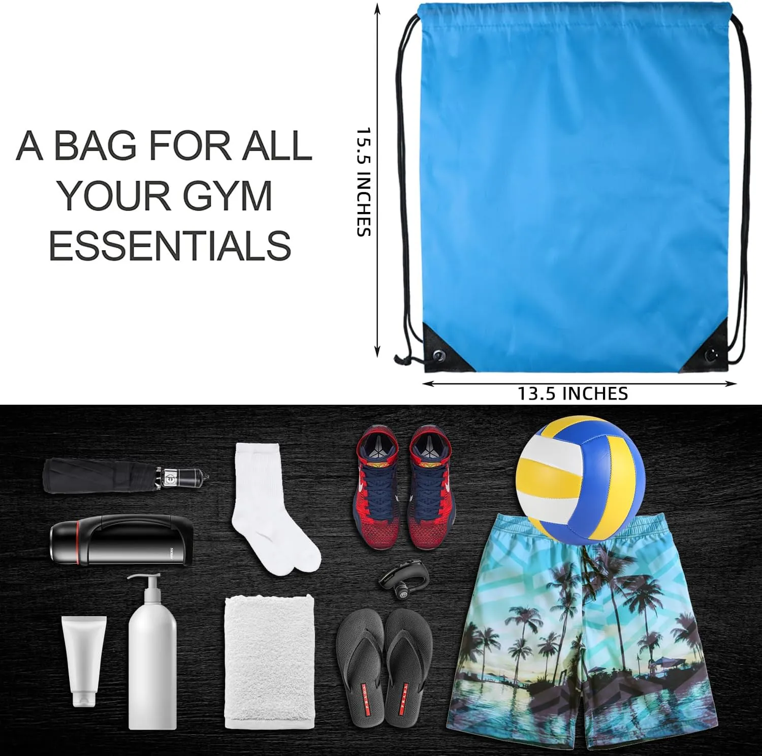 GoodtoU Drawstring Bags - 100 Piece Nylon Backpacks with Drawstring for Gym, Sport (Sky Blue)