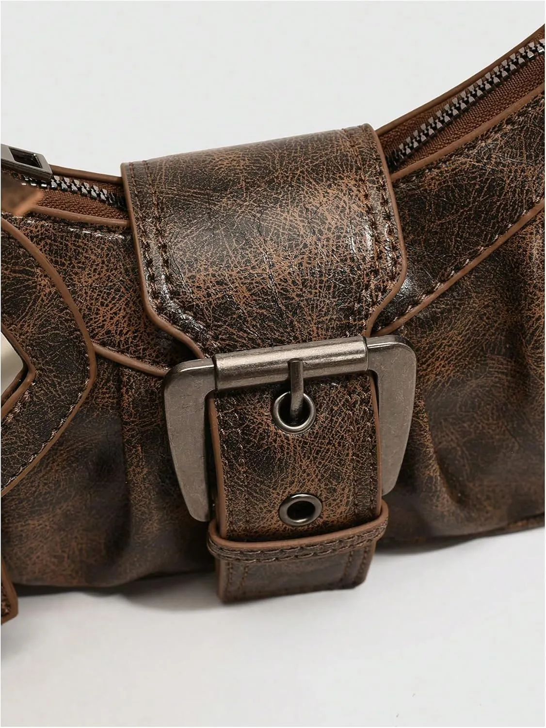 GORGLITTER Women's Buckle Shoulder Bag Western Hobo Bag Pu Leather Handbags with Coin Purse
