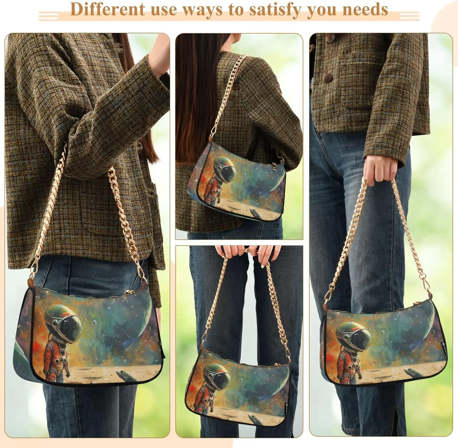 Graffiti Painting Abstract Chain Purse Hobo Clutch Bag Women's Designer Inspire Handbags Shoulder Strap