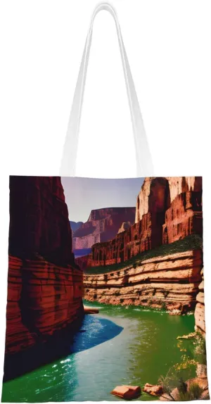 Grand Canyon Print Canvas Tote Bag Reusable Shoulder Shopping Bags For Daily Use Shopping Travel