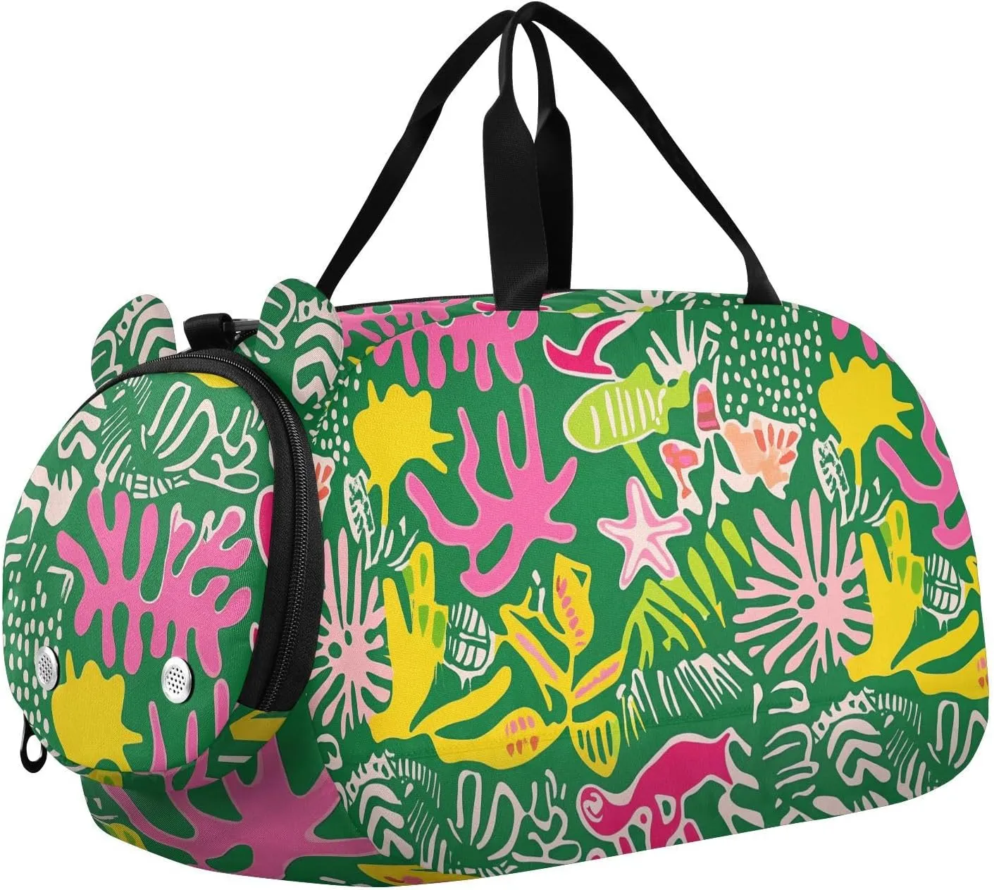 Green Corals Boy's Gym Duffel Bag with Shoes Compartment Multifunctional Travel Duffel Bag for School Practice, Sports, Travel
