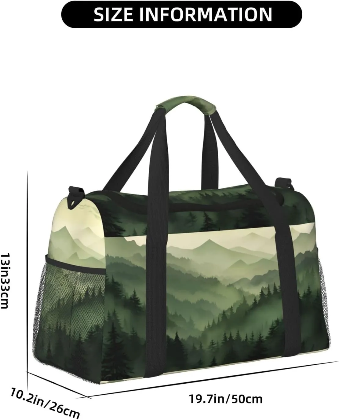 Green Mountain Scenery Duffle Bag Foldable Travel Tote Bag Carry On Large Weekender Overnight Bags Waterproof Gym Bag For Women Men