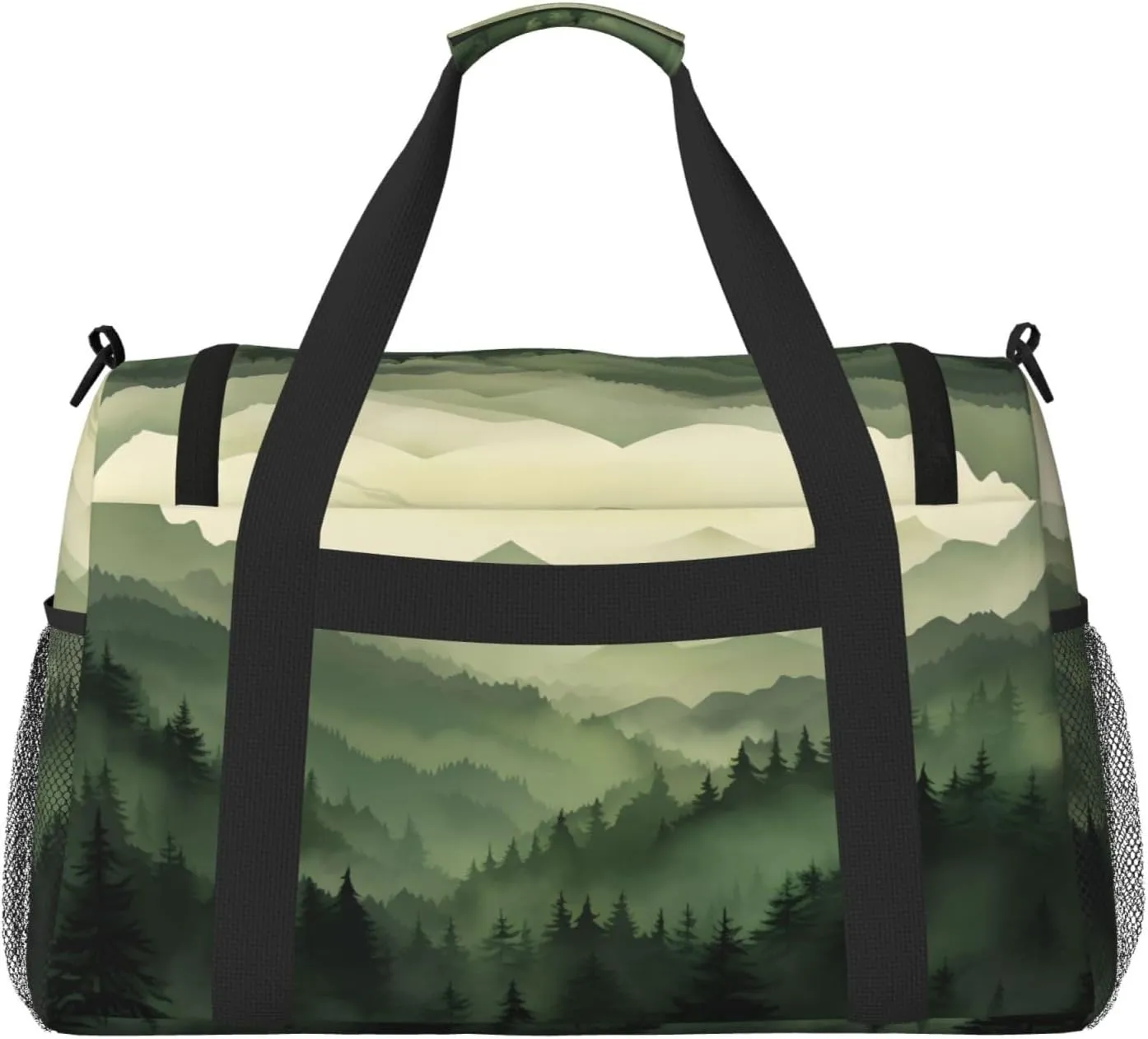 Green Mountain Scenery Duffle Bag Foldable Travel Tote Bag Carry On Large Weekender Overnight Bags Waterproof Gym Bag For Women Men