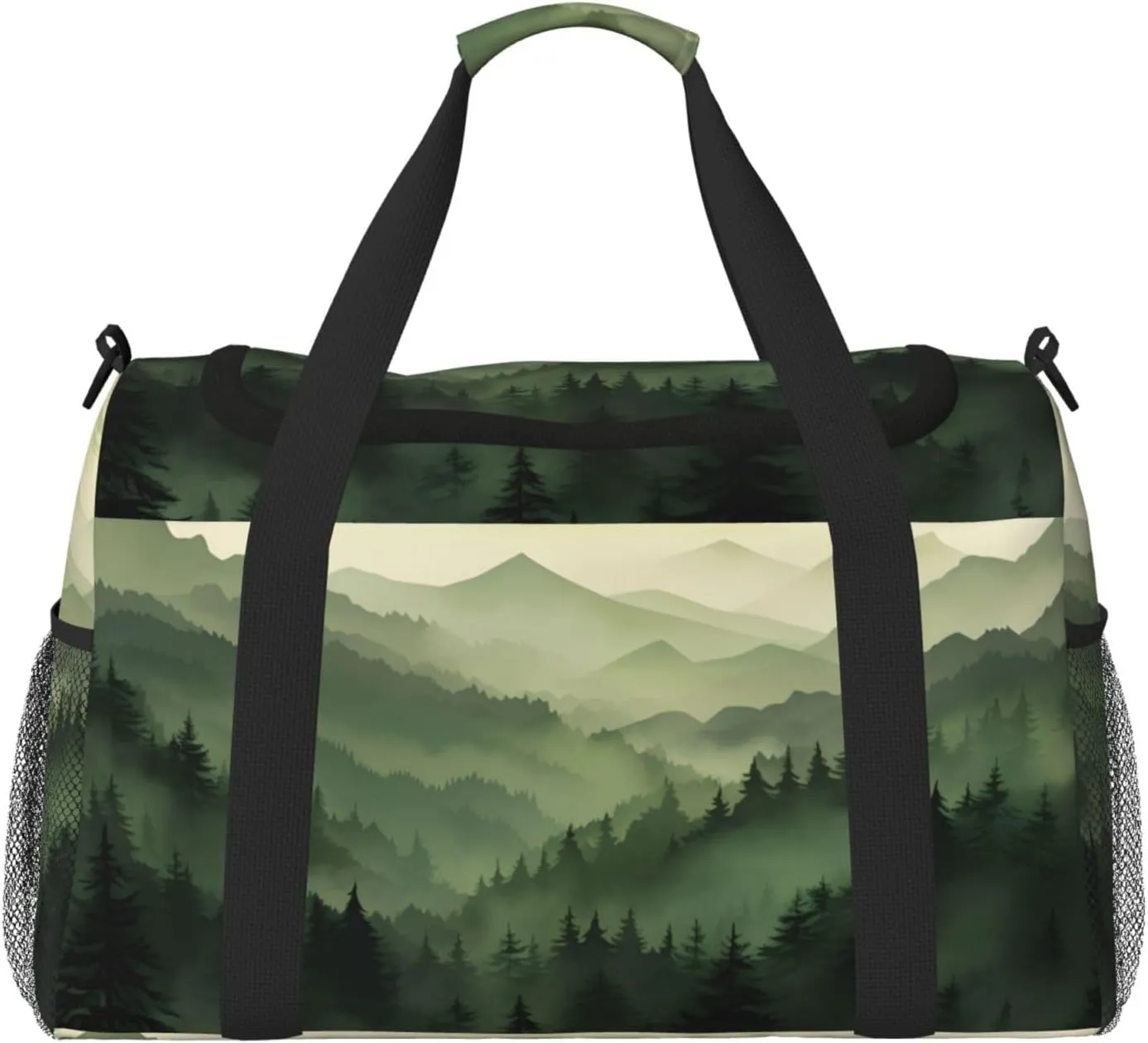 Green Mountain Scenery Duffle Bag Foldable Travel Tote Bag Carry On Large Weekender Overnight Bags Waterproof Gym Bag For Women Men