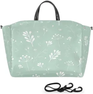 Green Twigs Leaves Large Tote Bag for Women Travel Should Bag Big Oversized Totes Waterproof Crossbody Tote Bag with Adjustable Strap for Women Work Shopping Beach Travel