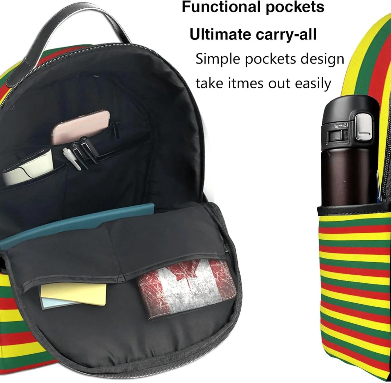 Grenada Flag Stripes Casual Backpacks Laptop Backpack Carry-on Daypack Sports Travel Rucksack Lightweight Working Bag for Outdoor Hiking Cycling Walking