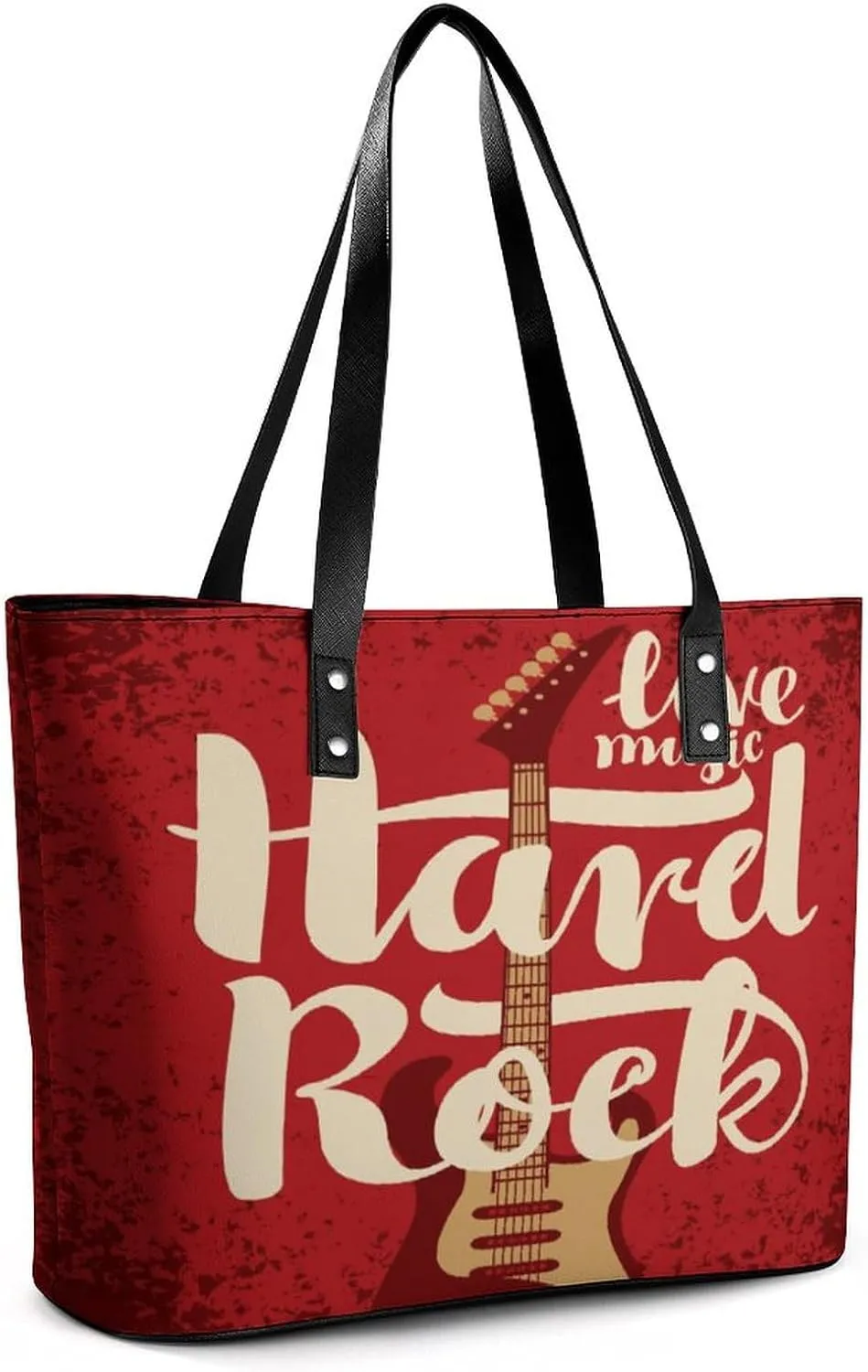 Guitar Hard Rock Hobo Handbags With Zipper Large Capacity Satchel Tote Bag Shoulder Bag