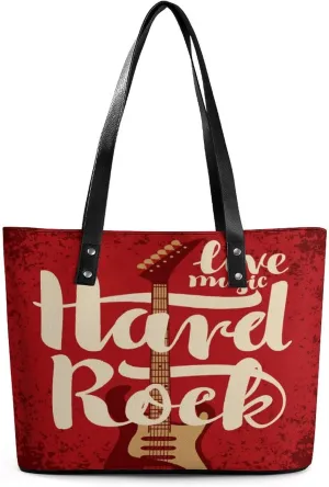Guitar Hard Rock Hobo Handbags With Zipper Large Capacity Satchel Tote Bag Shoulder Bag