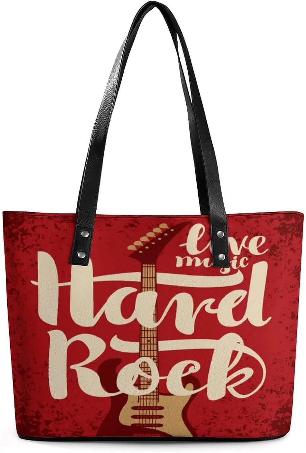 Guitar Hard Rock Hobo Handbags With Zipper Large Capacity Satchel Tote Bag Shoulder Bag
