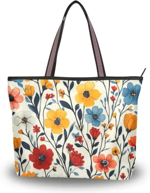 GuoChe Silk Fabric Zippered Tote Bag Women Convenient Tote Handbags for Women for Everyday & Travel