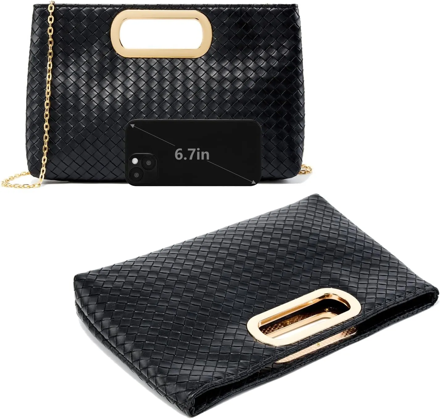 Gurina Woven Texture PU Clutch Purse for Women - Sleek Evening Bag, Perfect for Formal Events, Weddings & Cocktail Parties
