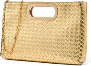 Gurina Woven Texture PU Clutch Purse for Women - Sleek Evening Bag, Perfect for Formal Events, Weddings & Cocktail Parties