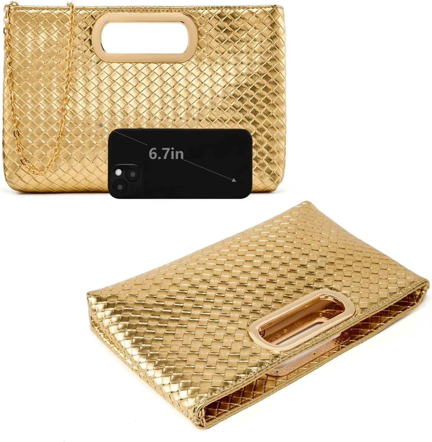 Gurina Woven Texture PU Clutch Purse for Women - Sleek Evening Bag, Perfect for Formal Events, Weddings & Cocktail Parties