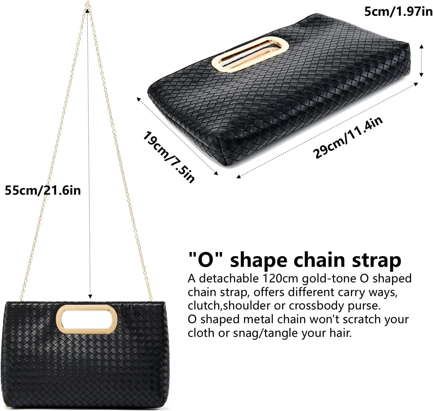 Gurina Woven Texture PU Clutch Purse for Women - Sleek Evening Bag, Perfect for Formal Events, Weddings & Cocktail Parties