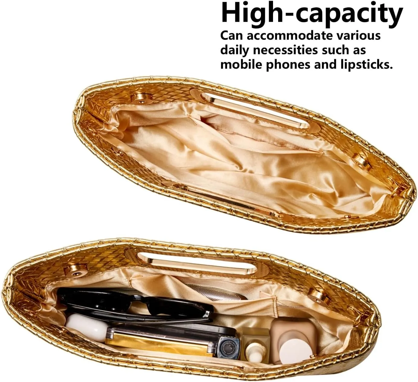 Gurina Woven Texture PU Clutch Purse for Women - Sleek Evening Bag, Perfect for Formal Events, Weddings & Cocktail Parties