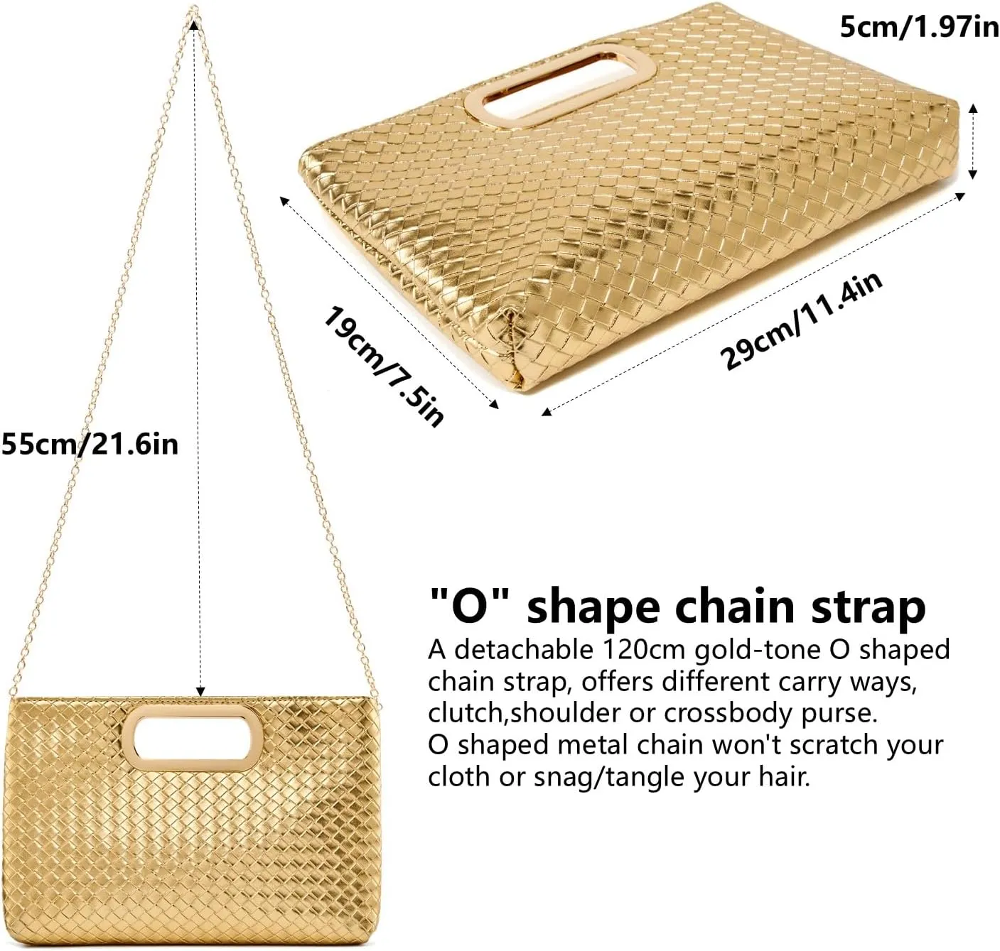 Gurina Woven Texture PU Clutch Purse for Women - Sleek Evening Bag, Perfect for Formal Events, Weddings & Cocktail Parties