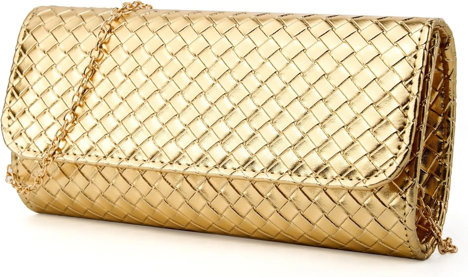 Gurina Woven Texture PU Clutch Purse for Women - Sleek Evening Bag, Perfect for Formal Events, Weddings & Cocktail Parties