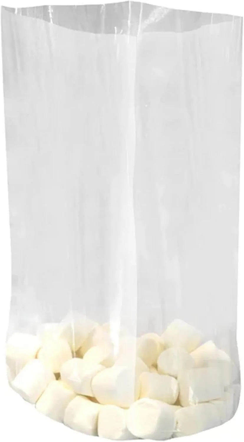 Gusseted Plastic Poly Bag - 24x20x48 & (50 Bags) 2Mil | Heat Sealable | Durable Open Top Clear Plastic Bags for Party Favor, Cookie, Candy, Small Gift Wrapping, Dessert